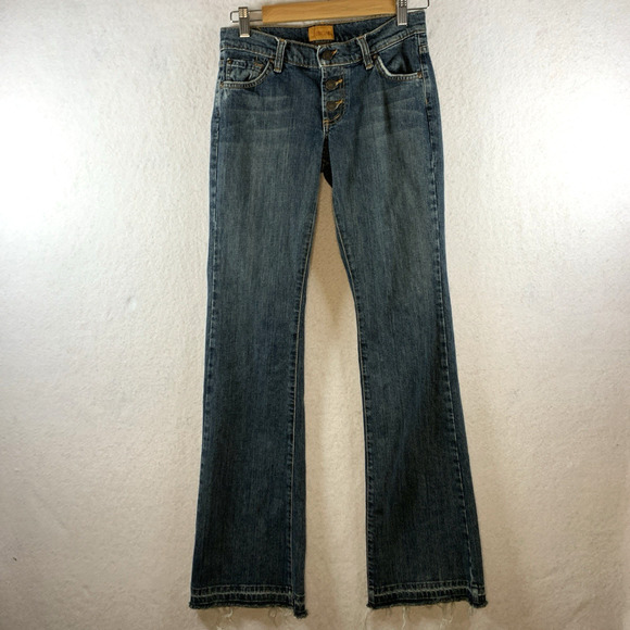 James Womens Y2K Low Rise Bootcut Jean Sz 27 Button Fly Distressed Hem Festival - Picture 1 of 15